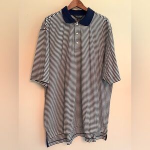 Brooks Brothers Golf Blue and White‎ Striped Polo Shirt XL 100%Pima cotton-NWT-